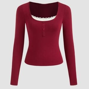 Chic Burgundy Long Sleeve Crop Top